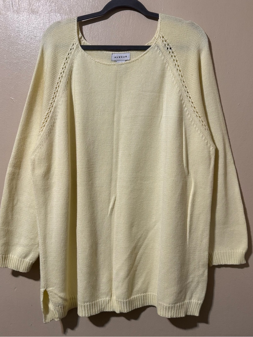 Vintage plus size acrylic/cotton butter yellow sweater